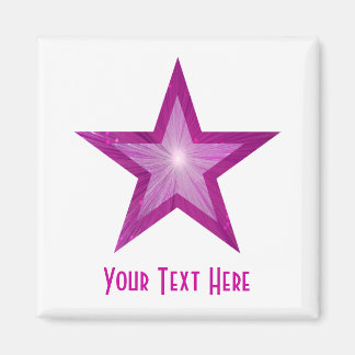Pink Star fridge 'Your Text' magnet square white