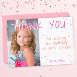 Pink Star Girl Photo Birthday Thank You Card<br><div class="desc">Pink Star Girl Photo Birthday Thank You Card. Cute little colourful stars. Upload your photo and personalise the card with your name and text. Great as thank you card for girls.</div>