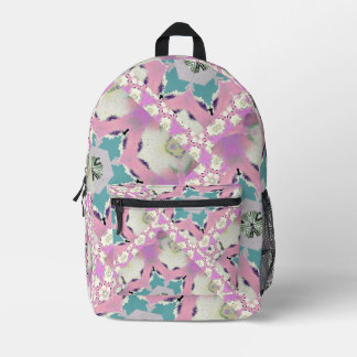 Pink Star Girly Var Printed Backpack