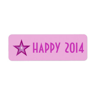 Pink Star 'Happy 2014' label small pale pink