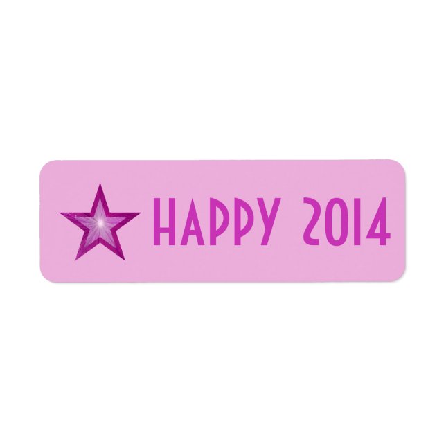 Pink Star 'Happy 2014' label small pale pink (Front)