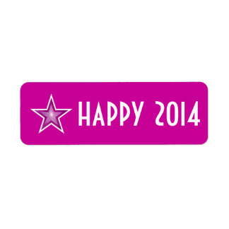 Pink Star 'happy 2014' label small pink