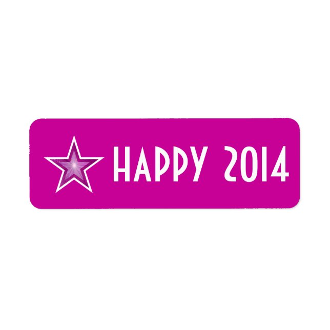 Pink Star 'happy 2014' label small pink (Front)