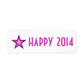Pink Star 'happy 2014' label small white