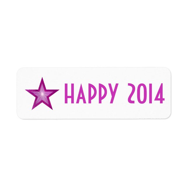 Pink Star 'happy 2014' label small white (Front)