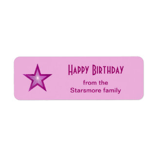 Pink Star 'Happy Birthday' text small pale pink