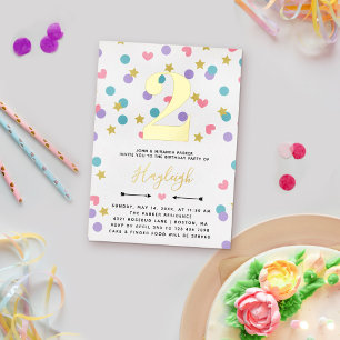 Pink Star Heart Dot Confetti Toddler Kid Birthday