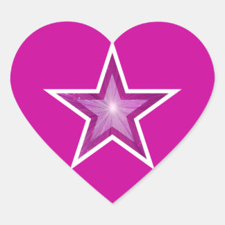 Pink Star heart sticker pink