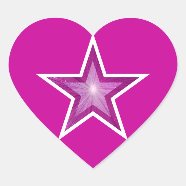 Pink Star heart sticker pink (Front)