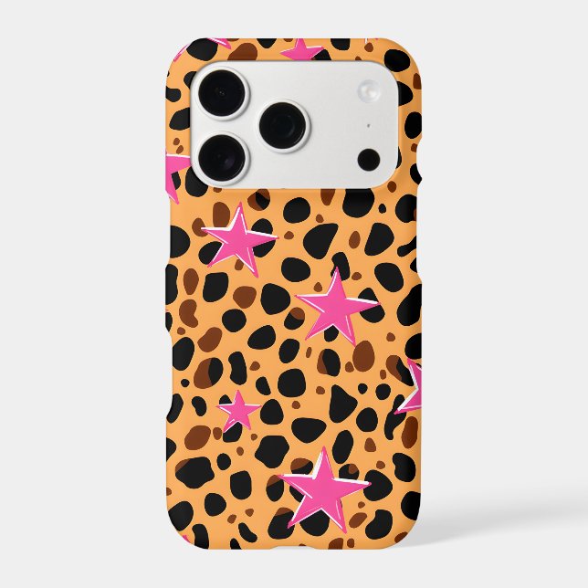 Pink Star Leopard Print Y2K Phone Case (Back)