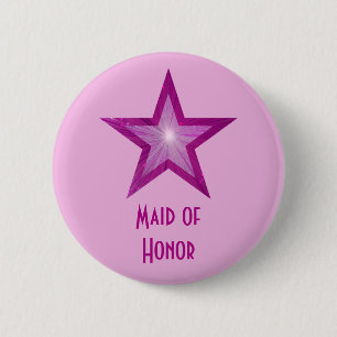 Pink Star 'Maid of Honour' button pink