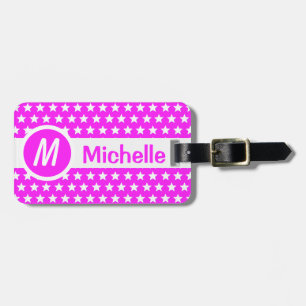Pink Star Monogrammed Luggage Tag