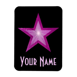 Pink Star 'Name' flexible magnet black