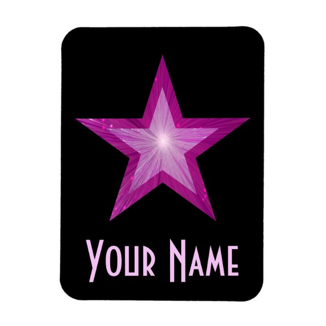 Pink Star 'Name' flexible magnet black (Vertical)