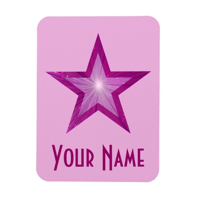 Pink Star 'Name' flexible magnet pale pink (Vertical)