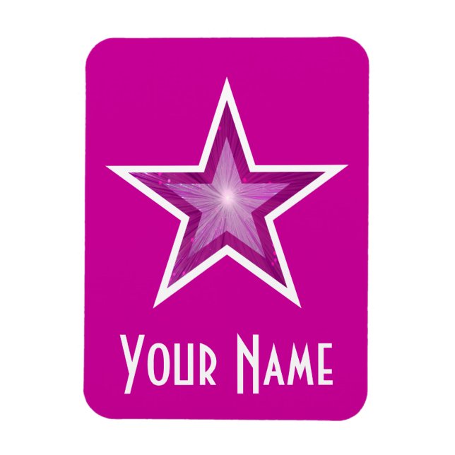 Pink Star 'Name' flexible magnet pink (Vertical)