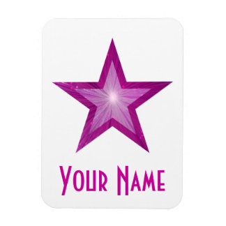 Pink Star 'Name' flexible magnet white