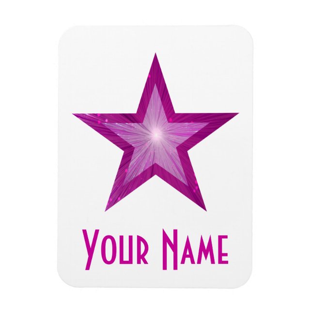 Pink Star 'Name' flexible magnet white (Vertical)