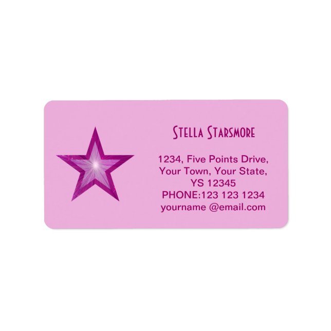 Pink Star 'Name' text label pale pink (Front)