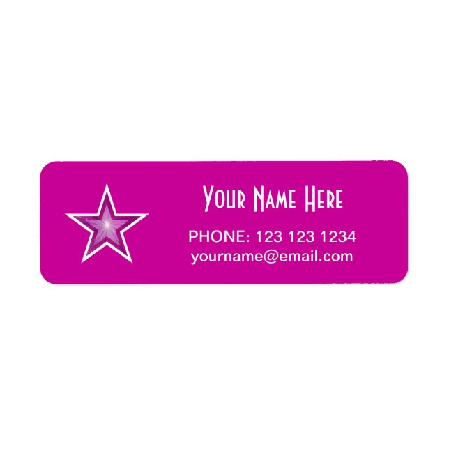 Pink Star 'Name' text label small pink (Front)