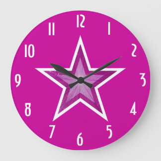 Pink Star 'numbers' clock round pink