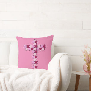 Pink Star of David Cross Optical Illusion Cushion