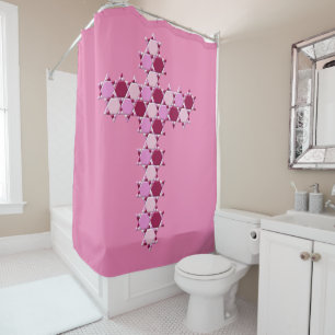 Pink Star of David Cross Optical Illusion Shower Curtain