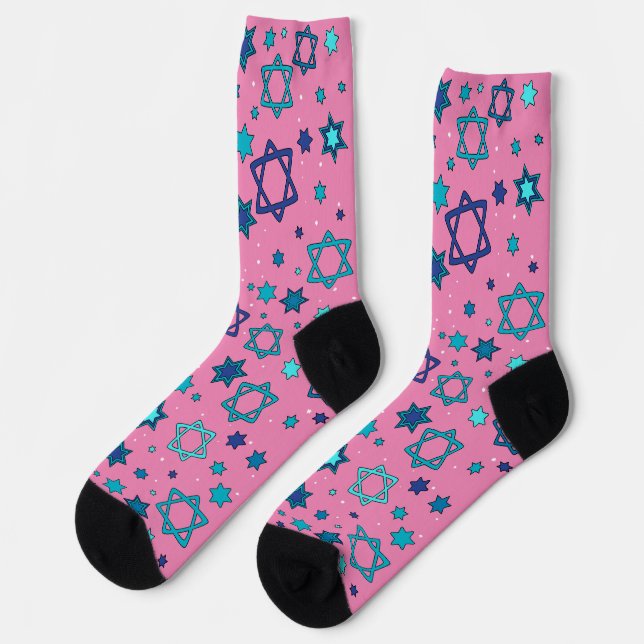 Pink - Star of David Socks (Left)