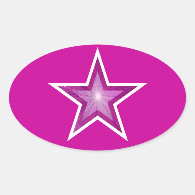 Pink Star oval  sticker pink (Front)