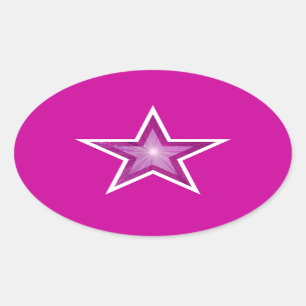 Pink Star oval sticker pink