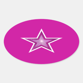 Pink Star oval sticker pink