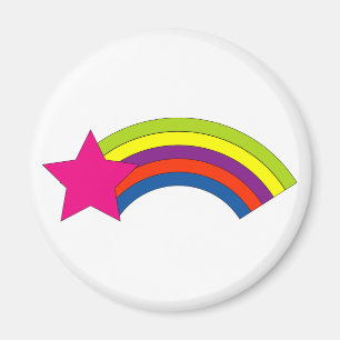 Pink Star Rainbow Colourful Magnet