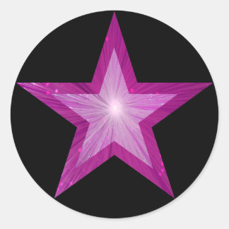 Pink Star round sticker black