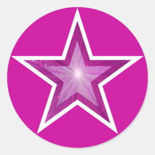 Pink Star round sticker pink