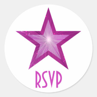 Pink Star RSVP round sticker white