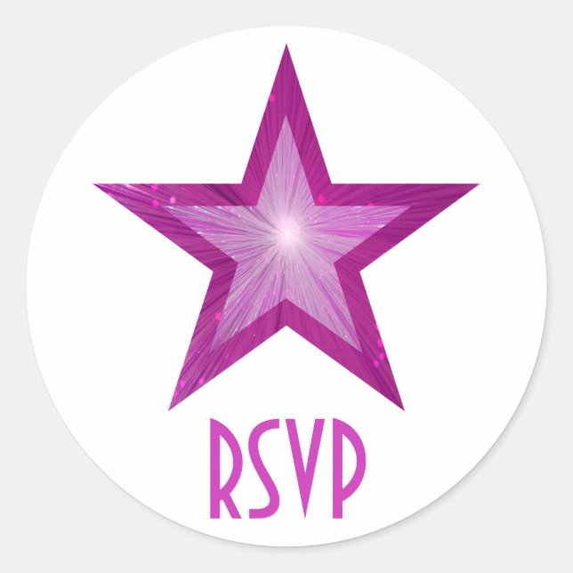 Pink Star RSVP round sticker white (Front)