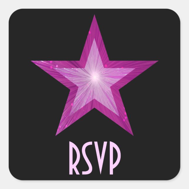 Pink Star RSVP square sticker black (Front)