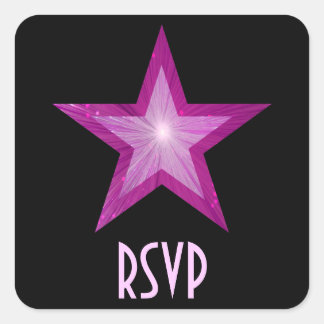 Pink Star RSVP square sticker black