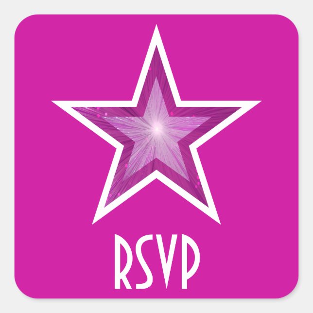 Pink Star RSVP square sticker pink (Front)