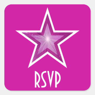 Pink Star RSVP square sticker pink