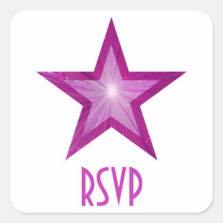 Pink Star RSVP square sticker white