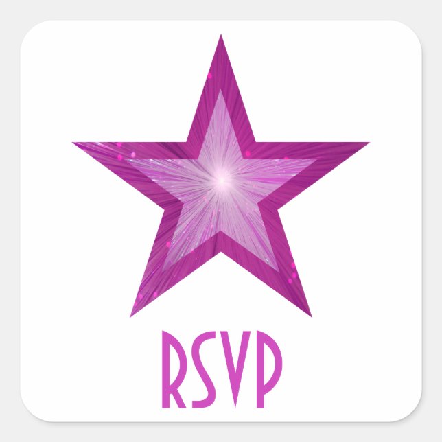 Pink Star RSVP square sticker white (Front)