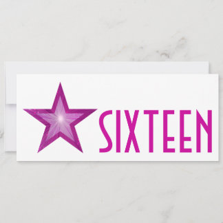 Pink Star 'SIXTEEN' white long Invitation