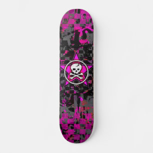 Pink Star Skull Skateboard