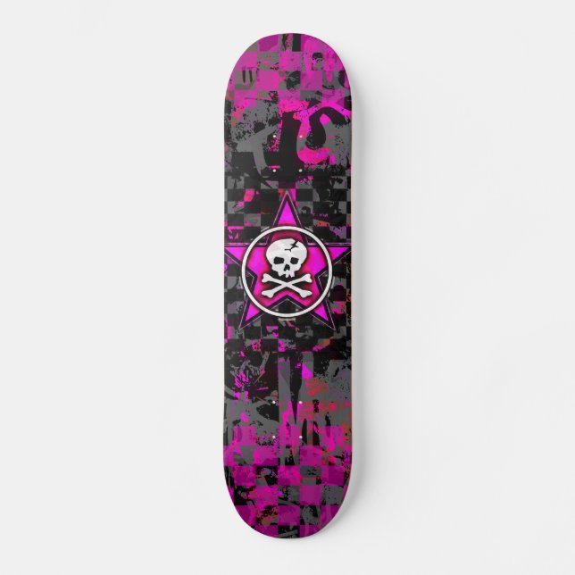 Pink Star Skull Skateboard (Front)