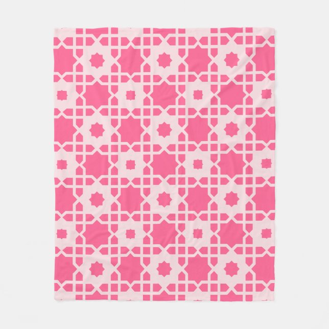 Pink Star Square Female Fashion Pop-Art Pattern Fleece Blanket (Front)