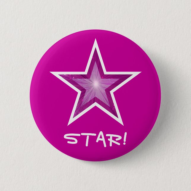 Pink Star 'STAR!' button pink (Front)