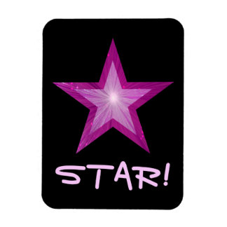 Pink Star 'STAR!' flexible magnet black
