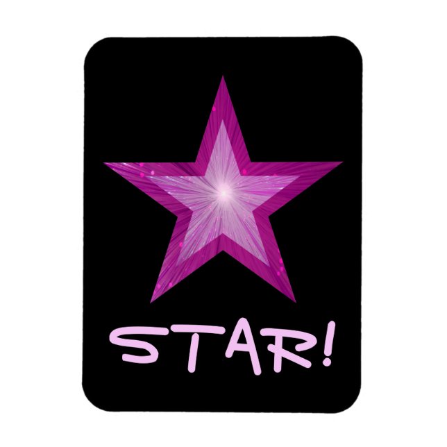 Pink Star 'STAR!' flexible magnet black (Vertical)