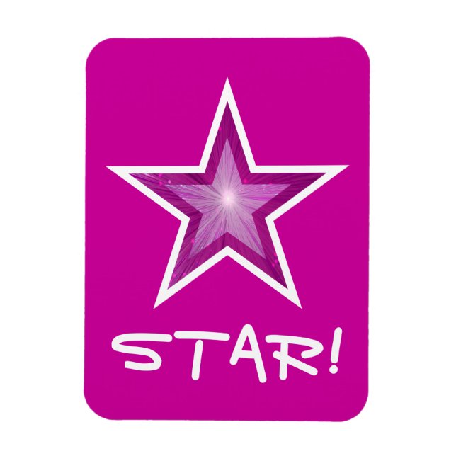 Pink Star 'STAR!' flexible magnet pink (Vertical)